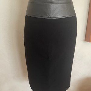 L'Agence Black Pencil Skirt with Leather band